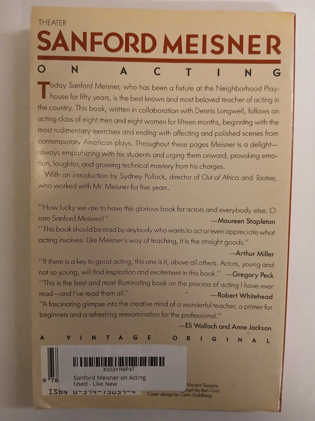 Sanford Meisner On Acting Book - photo 2