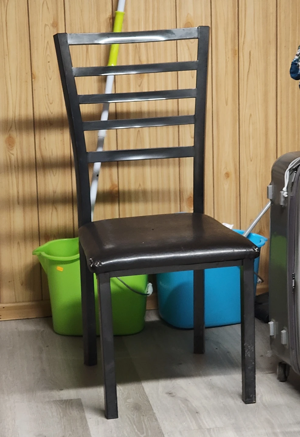 Dark Metal Dining Chair with Padded Seat