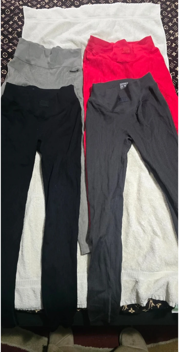 Sommer Ray Ribbed Leggings Bundle (Black, Grey, Red)