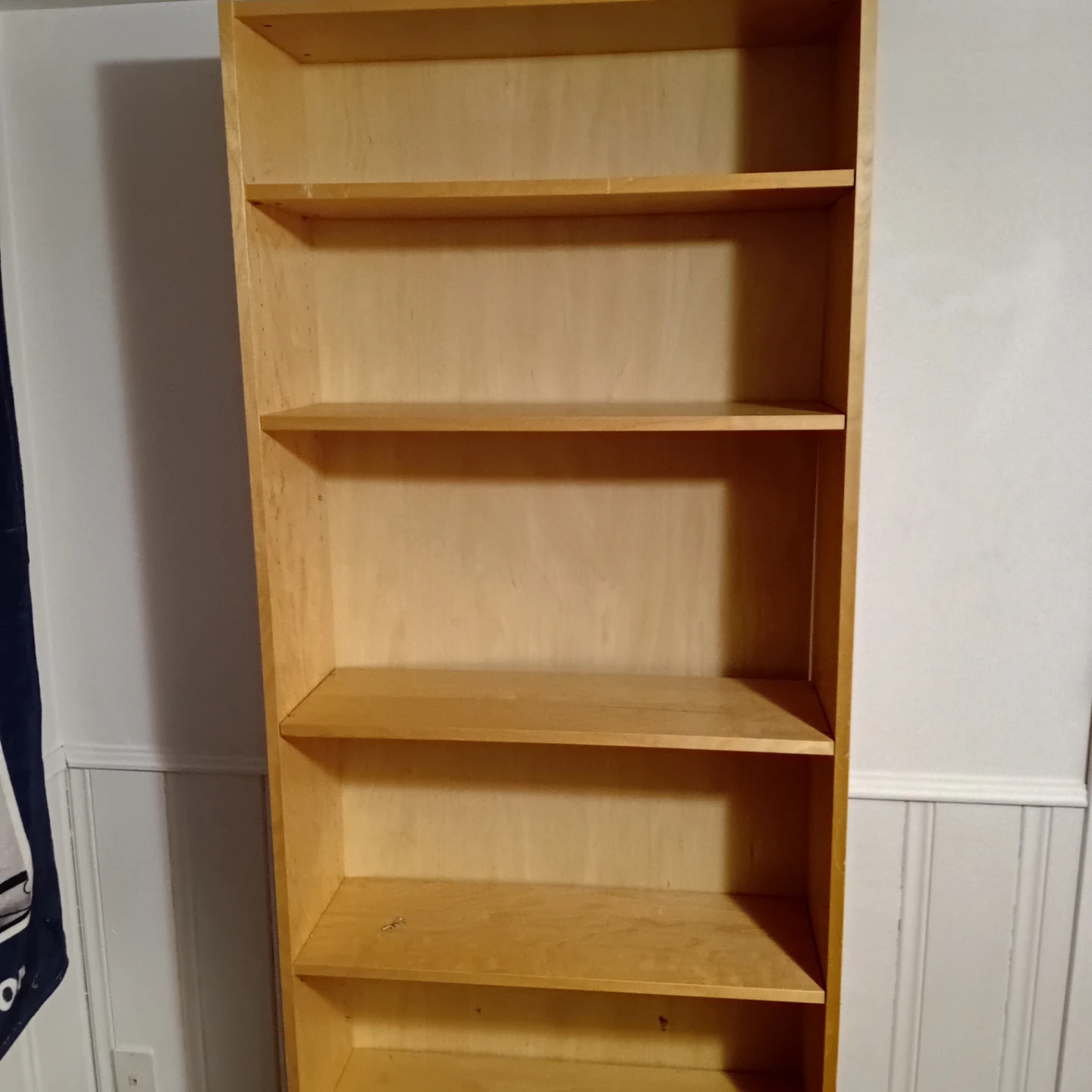 Light Wood 5-Shelf Bookshelf