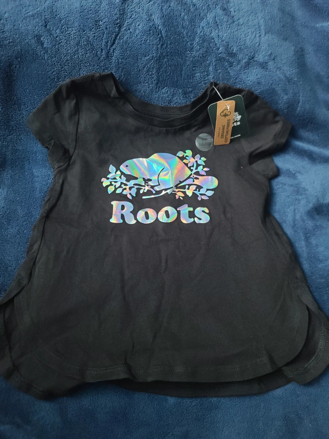 Roots Black Organic Cotton T-Shirt Size 3T - photo 2