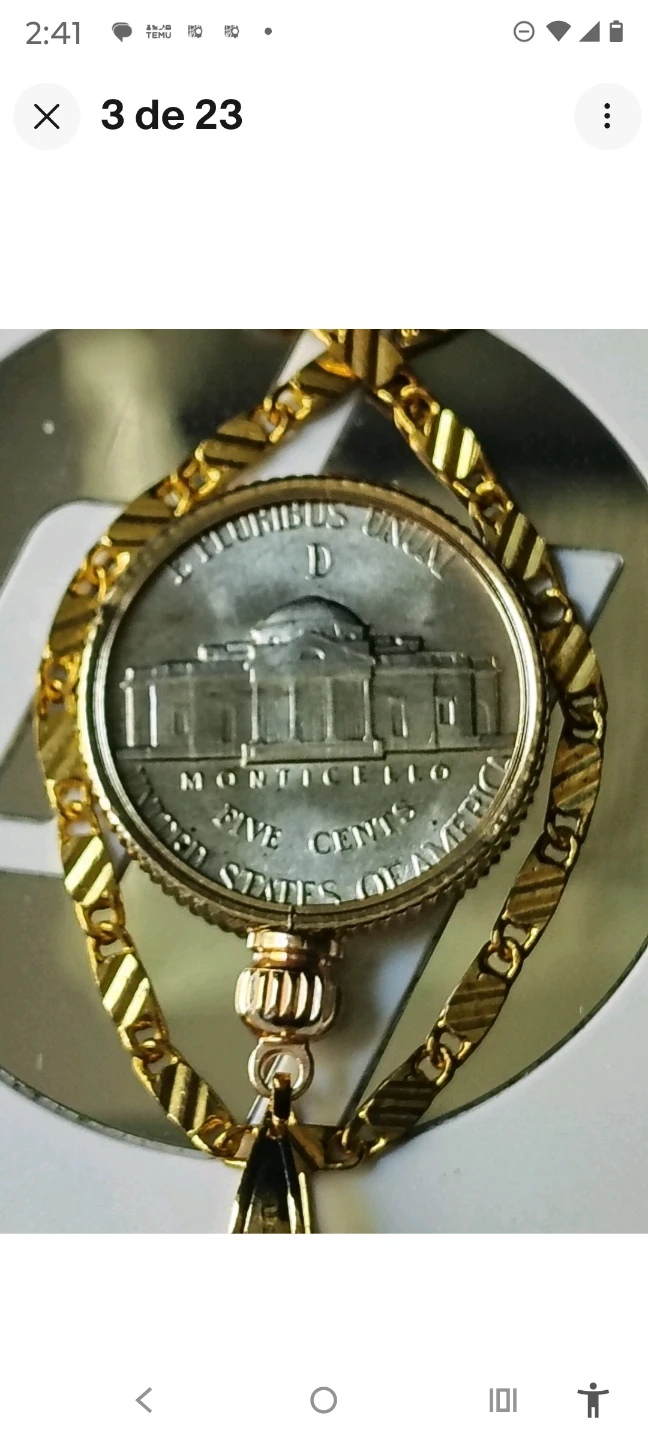 Gold Plated Necklace with 1943 D Jefferson Nickel - photo 2