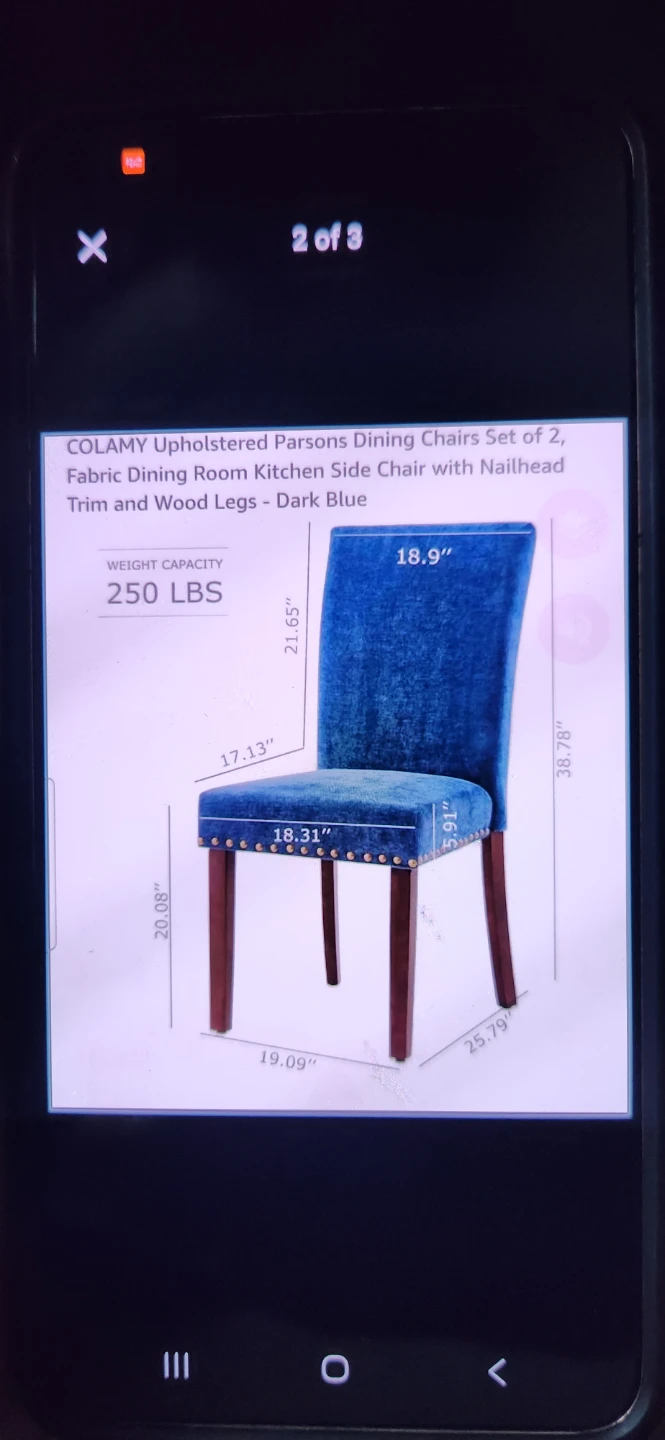 COLAMY Upholstered Parsons Dining Chair - Dark Blue - photo 2
