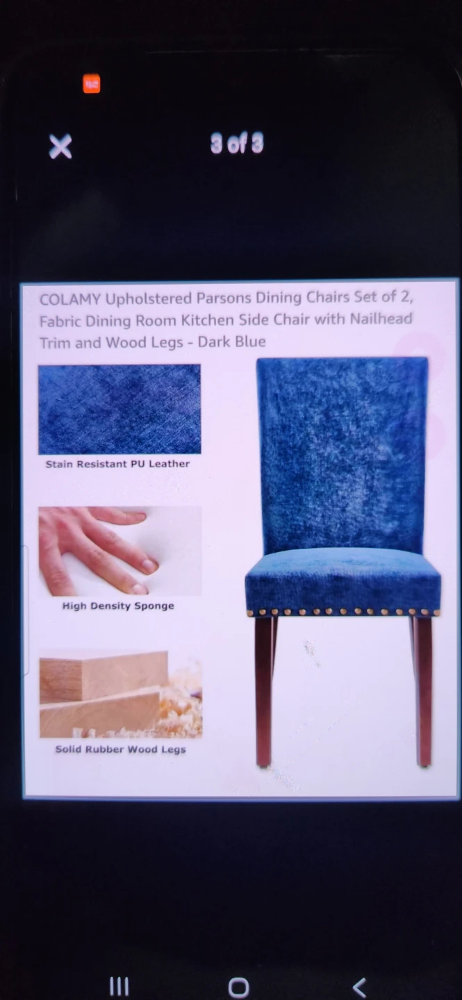 COLAMY Upholstered Parsons Dining Chair - Dark Blue - photo 3
