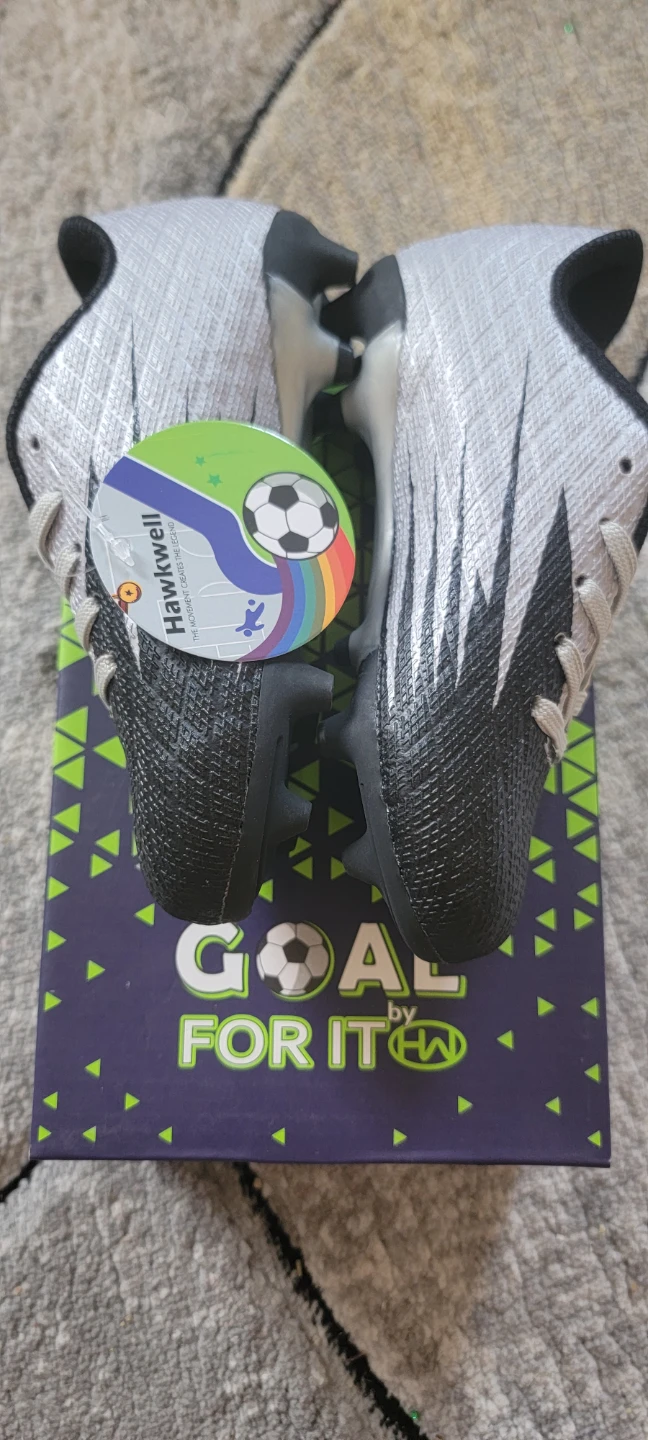 Goal by HW Football Cleats - Silver/Black - Youth Size 11 - photo 2