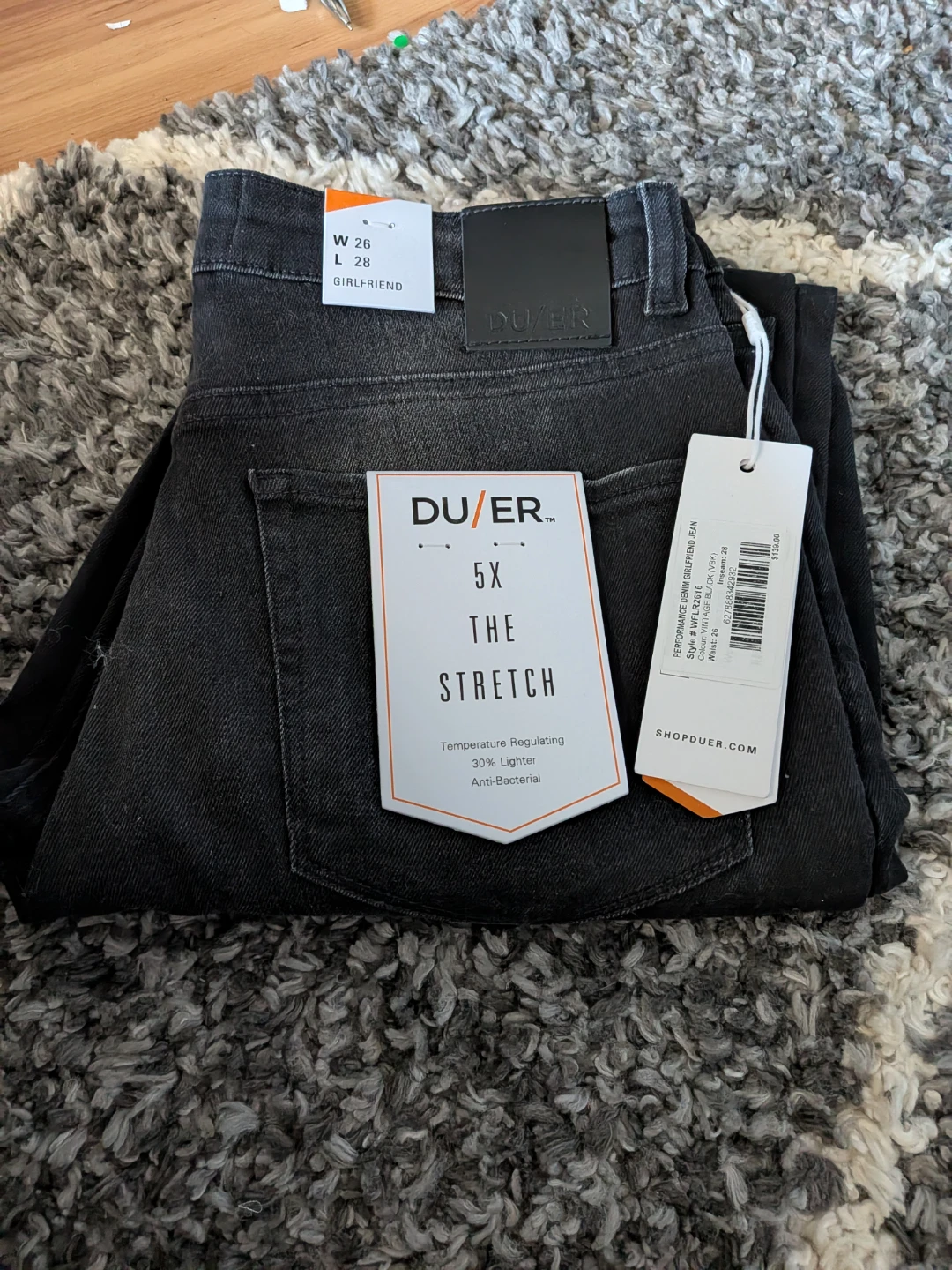 DUER Girlfriend Jeans - Black W26 L28