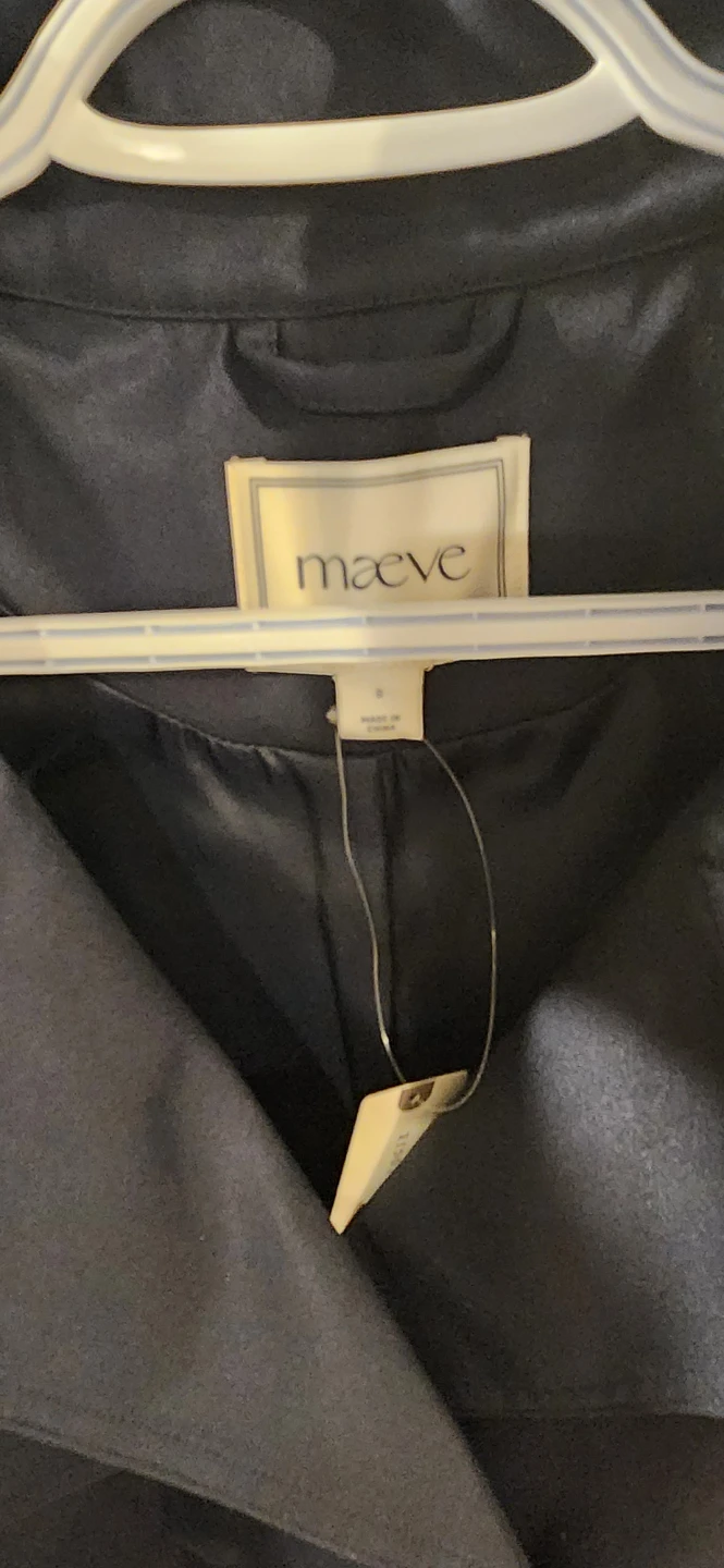 Maeve Navy Cropped Double-Breasted Trench Coat Size S - photo 2