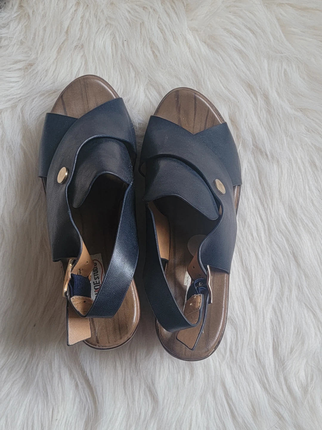 Shoe Studio Women's Dark Blue Wedge Sandals