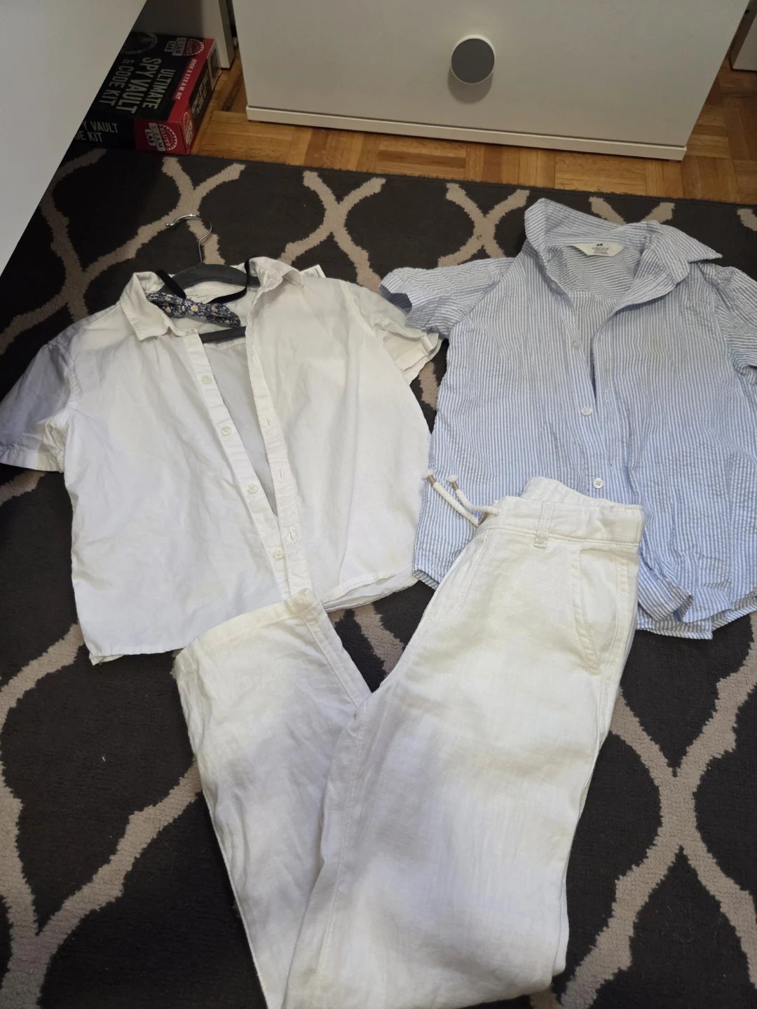 White Linen Pants and Two Tops Set