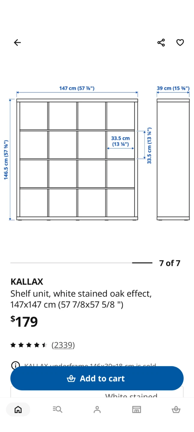 IKEA KALLAX Shelf Unit - White Stained Oak Effect, 147x147 cm - photo 2