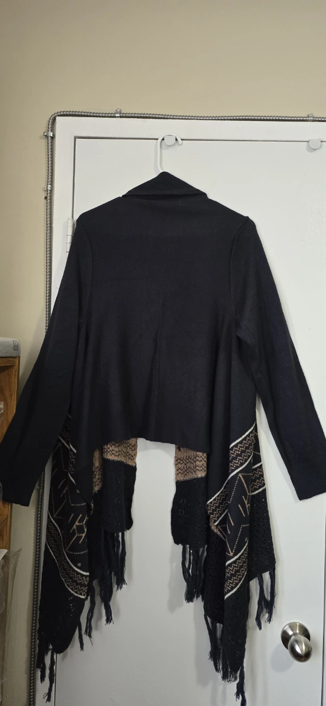 Jessie Blu Black Cardigan with Fringe - Size 2X - photo 3