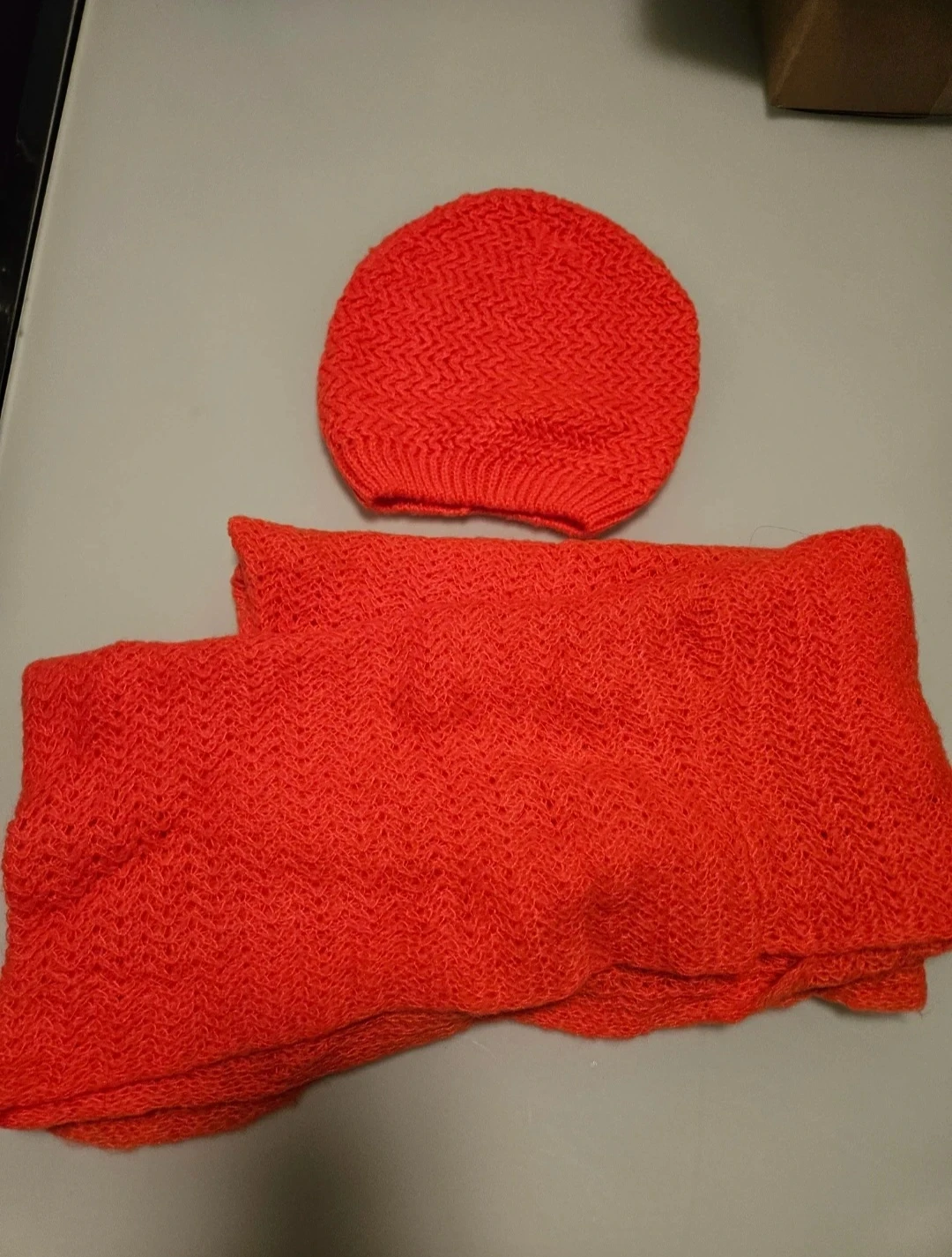 🧡Orange Knit Infinity Scarf and Beanie Set