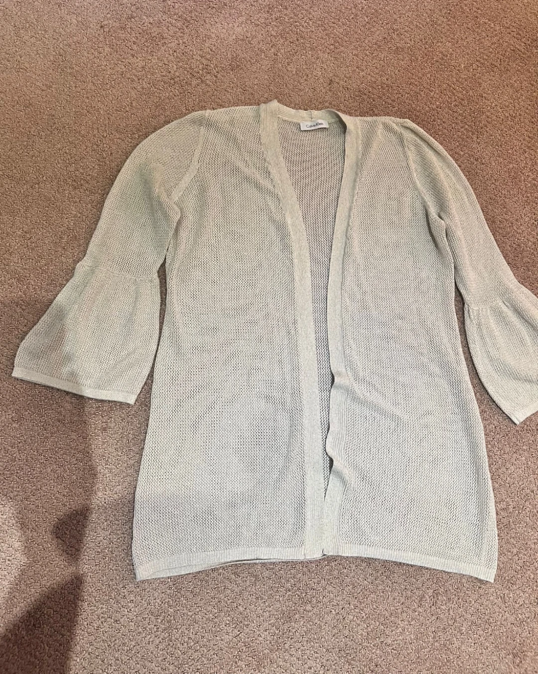Calvin Klein Beige Knit Bell Sleeve Cardigan