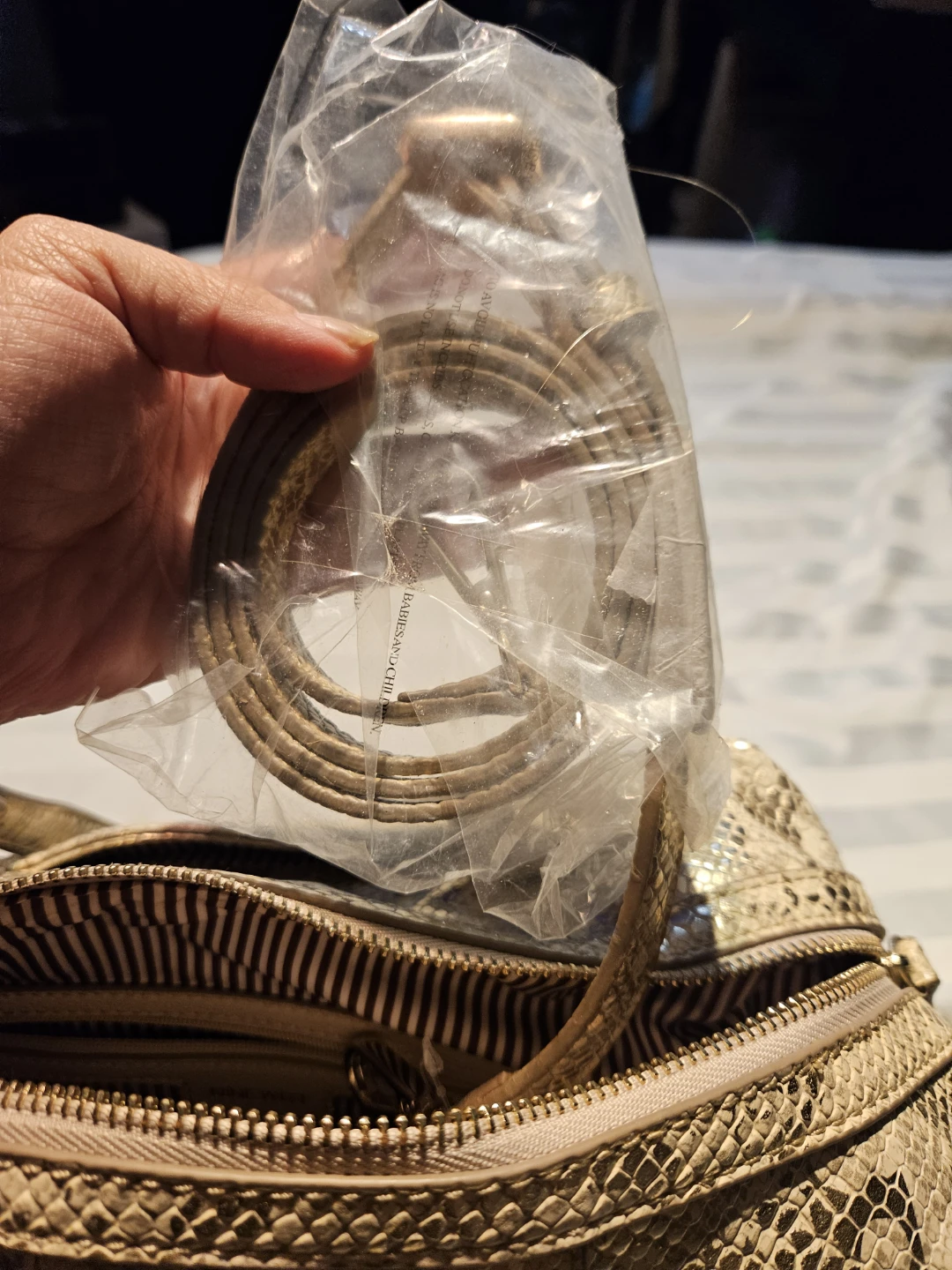 Nine West Snakeskin Embossed Handbag with Chain Detail - photo 4