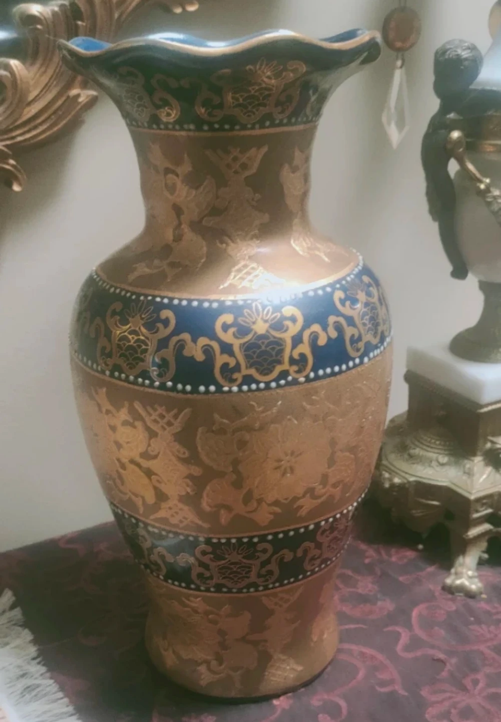 Decorative Ceramic Vase - Gold and Blue