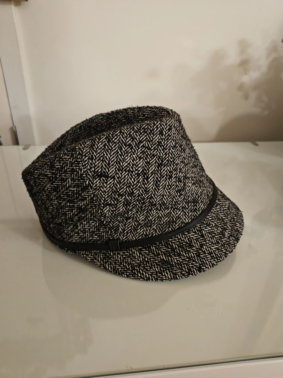 Tweed Bucket Hat with Faux Leather Band - photo 2