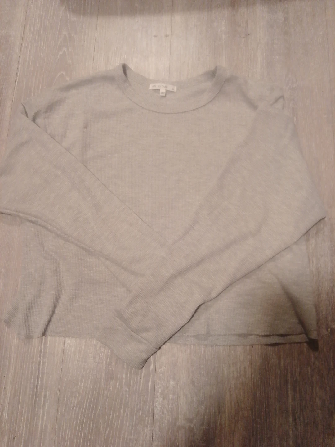 ANTISTAR Grey Waffle Knit Long Sleeve Top - Medium