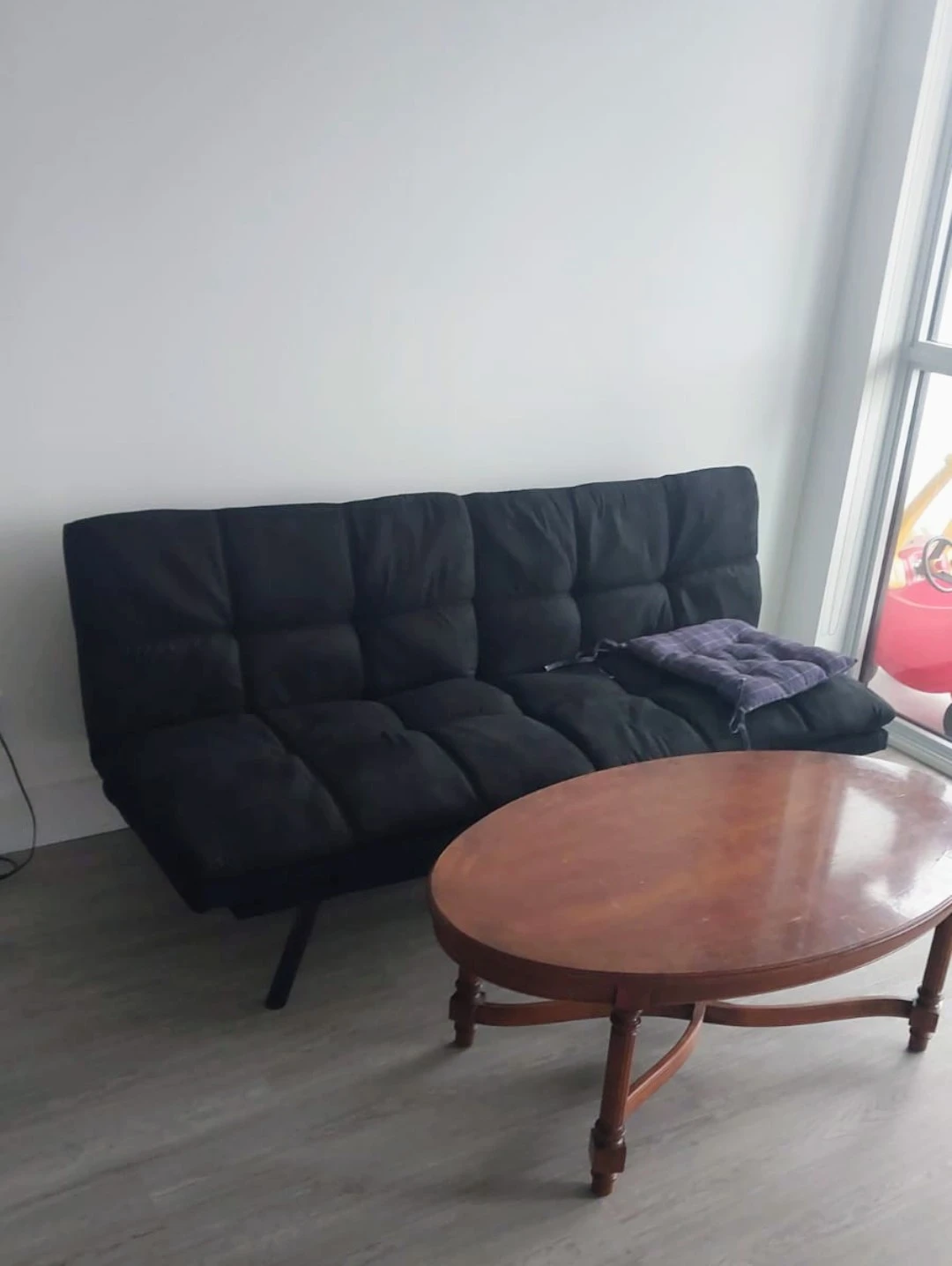 Black Futon Couch with Coffee Table - photo 2