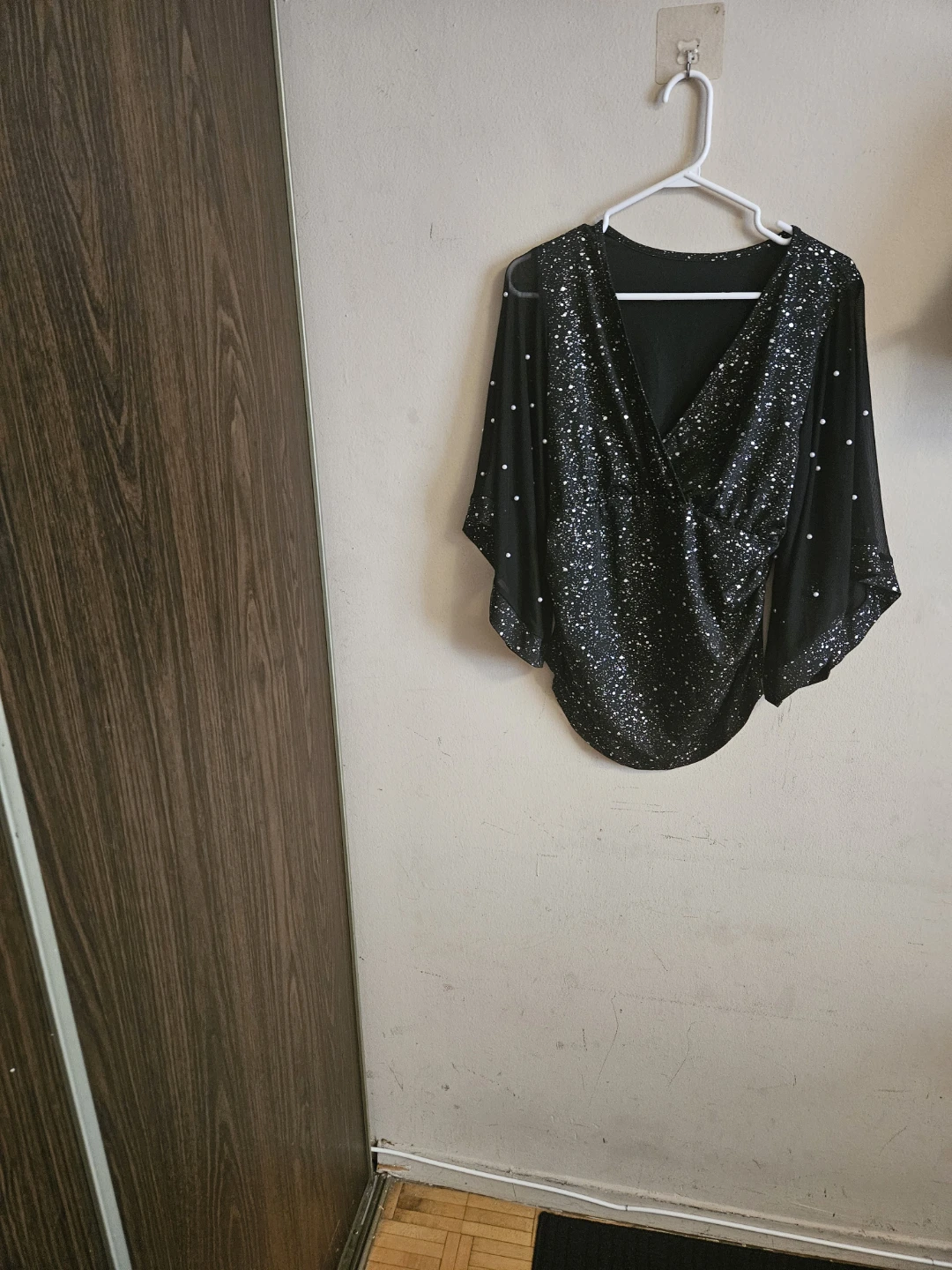 Black Sequin Wrap Top - photo 3