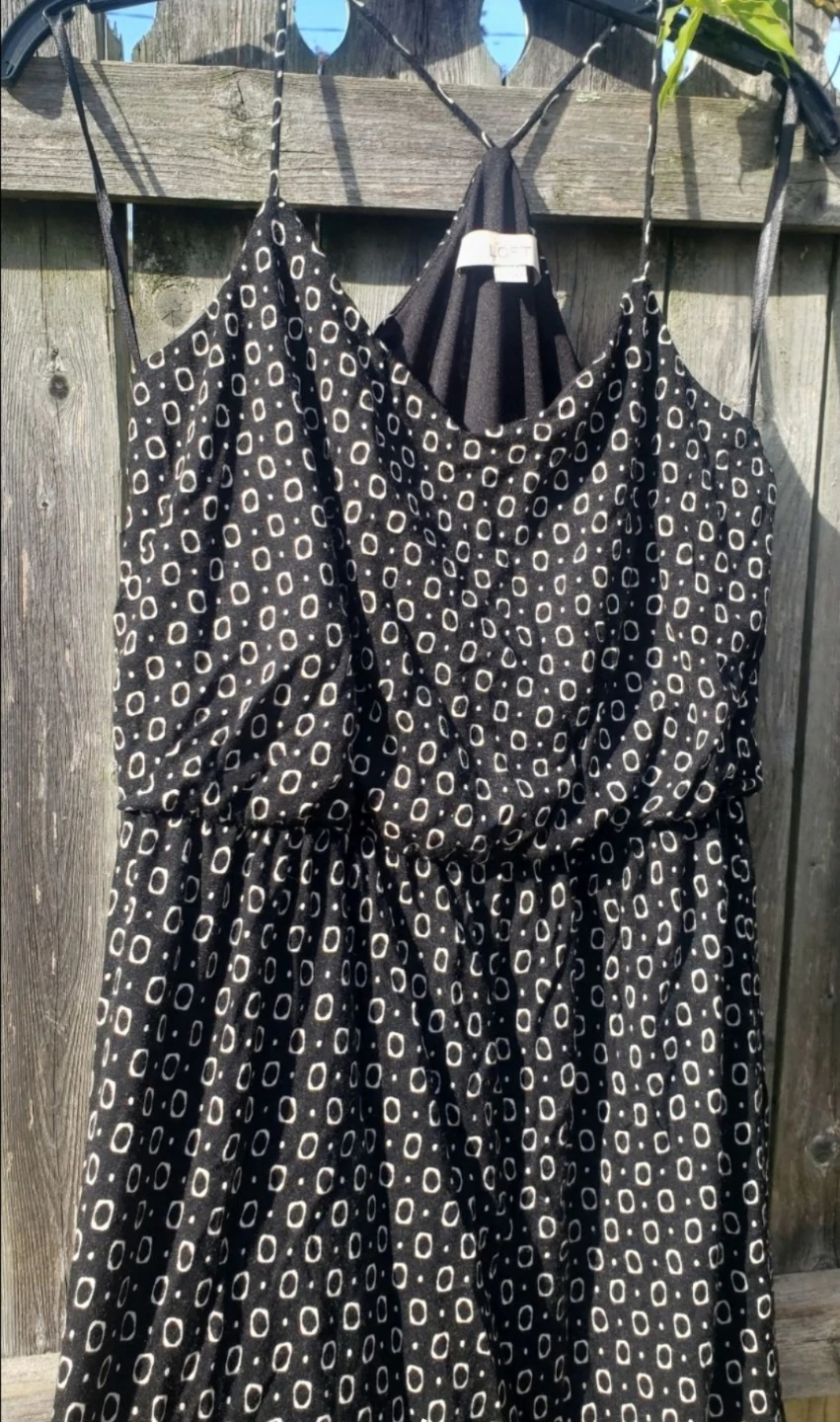 LOFT Women's Black Geometric Print Mini Dress Size S - photo 2