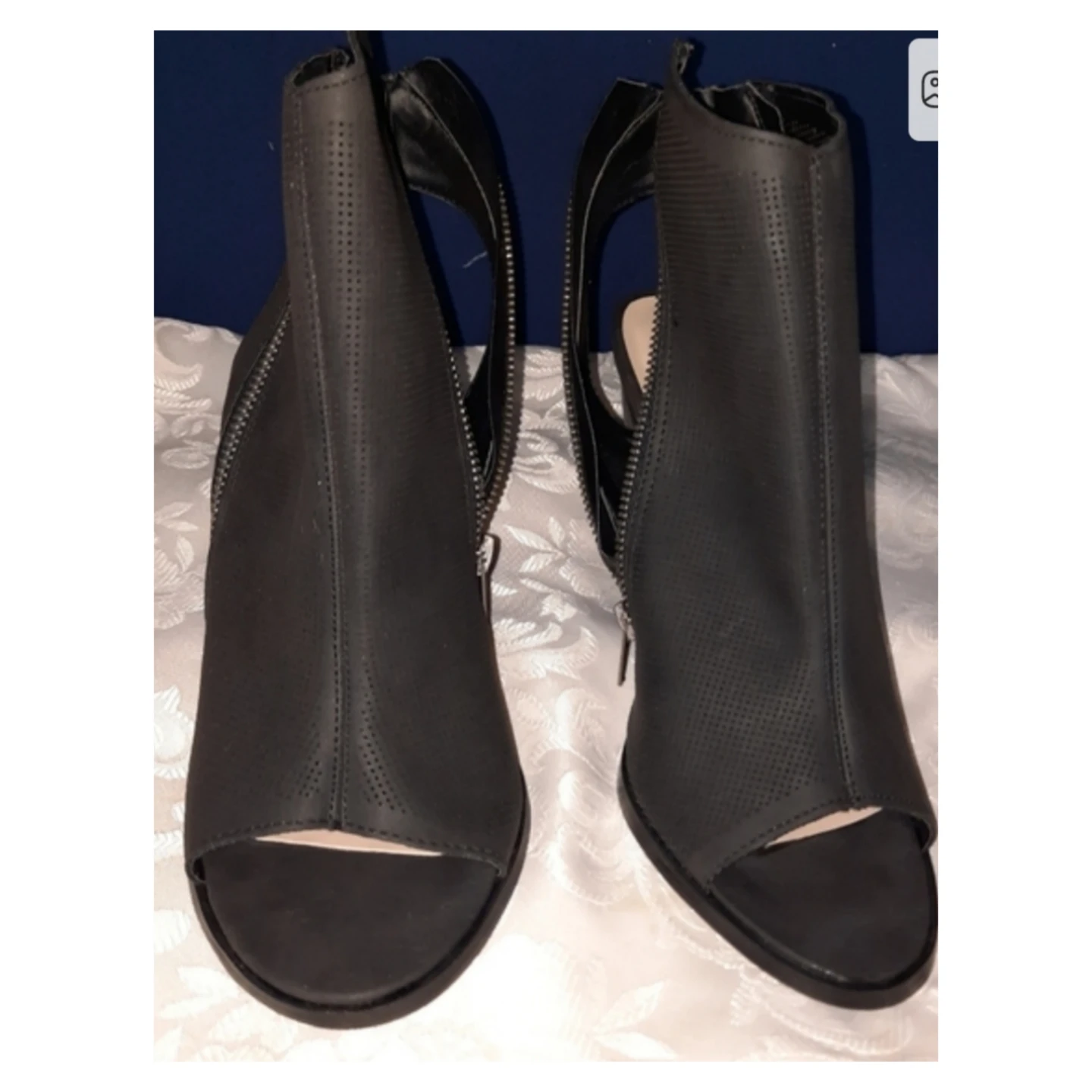 ShoeDazzle Black Perforated Peep-Toe Booties - photo 2