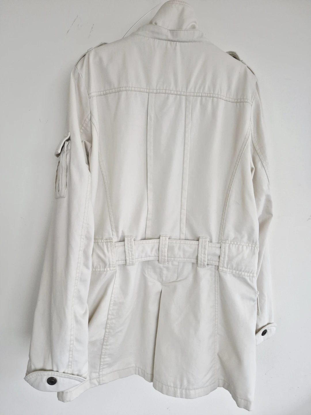 Cotton Cream Belted Utility Jacket with Removable Quilted Lining - photo 2