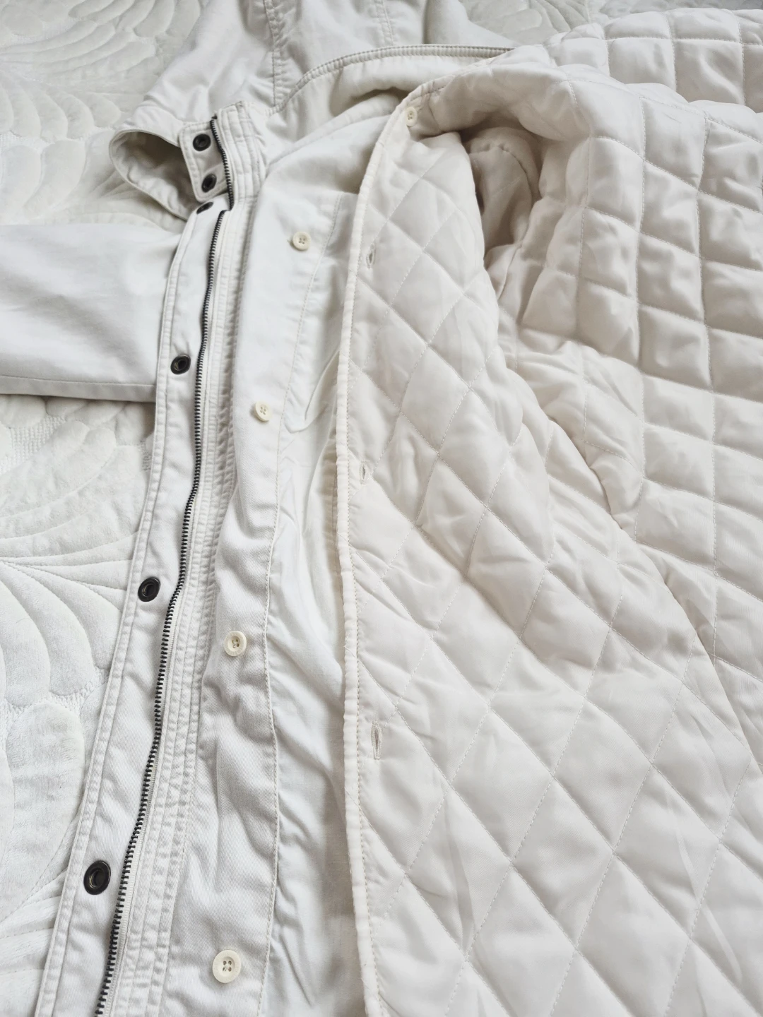 Cotton Cream Belted Utility Jacket with Removable Quilted Lining - photo 5