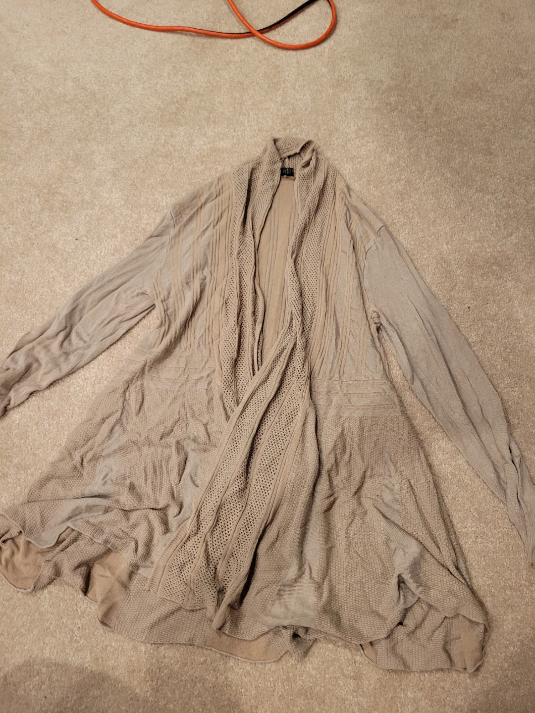 Tan Open Front Cardigan
