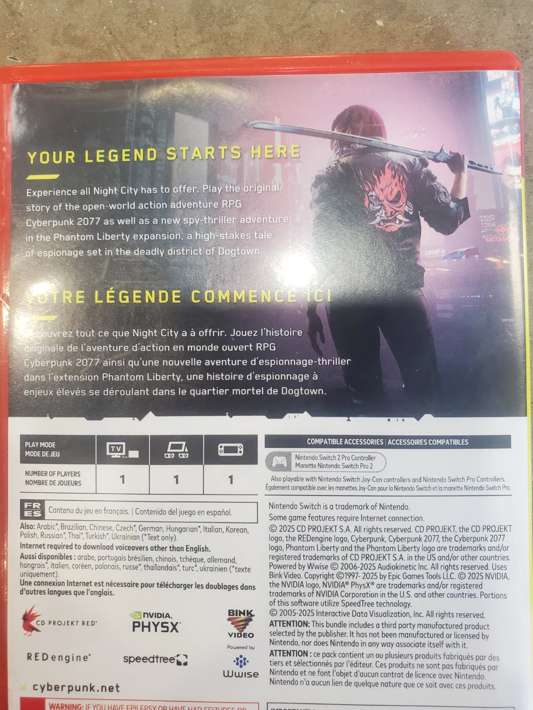 Cyberpunk 2077: Ultimate Edition Nintendo Switch 2 Game - photo 2