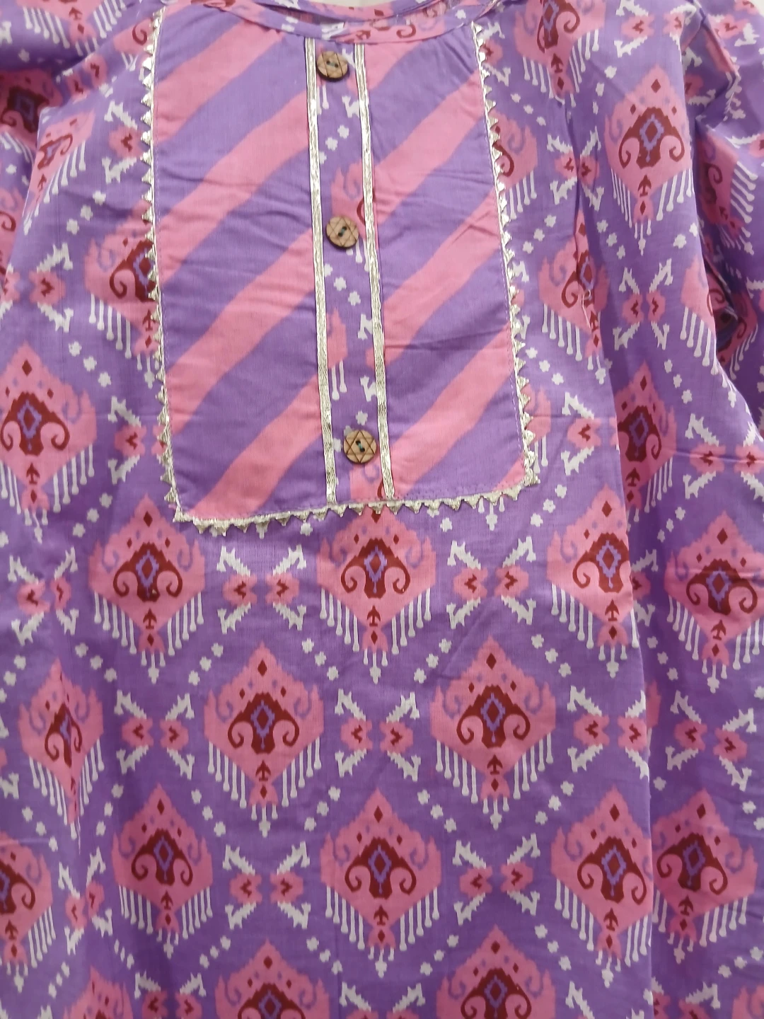 Purple and Pink Printed Kurti - photo 2
