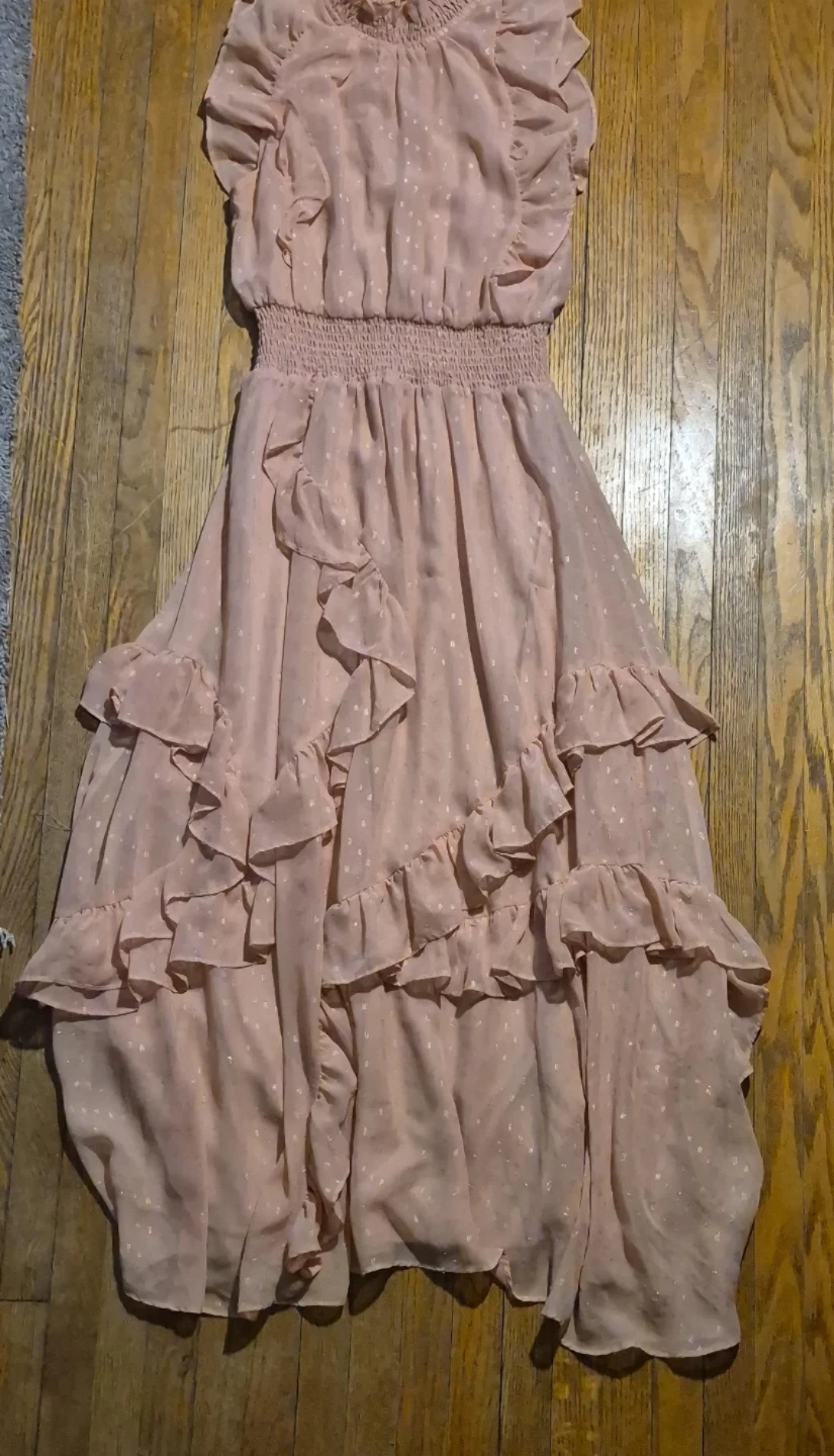 Avec Les Filles Pink Ruffled Maxi Dress