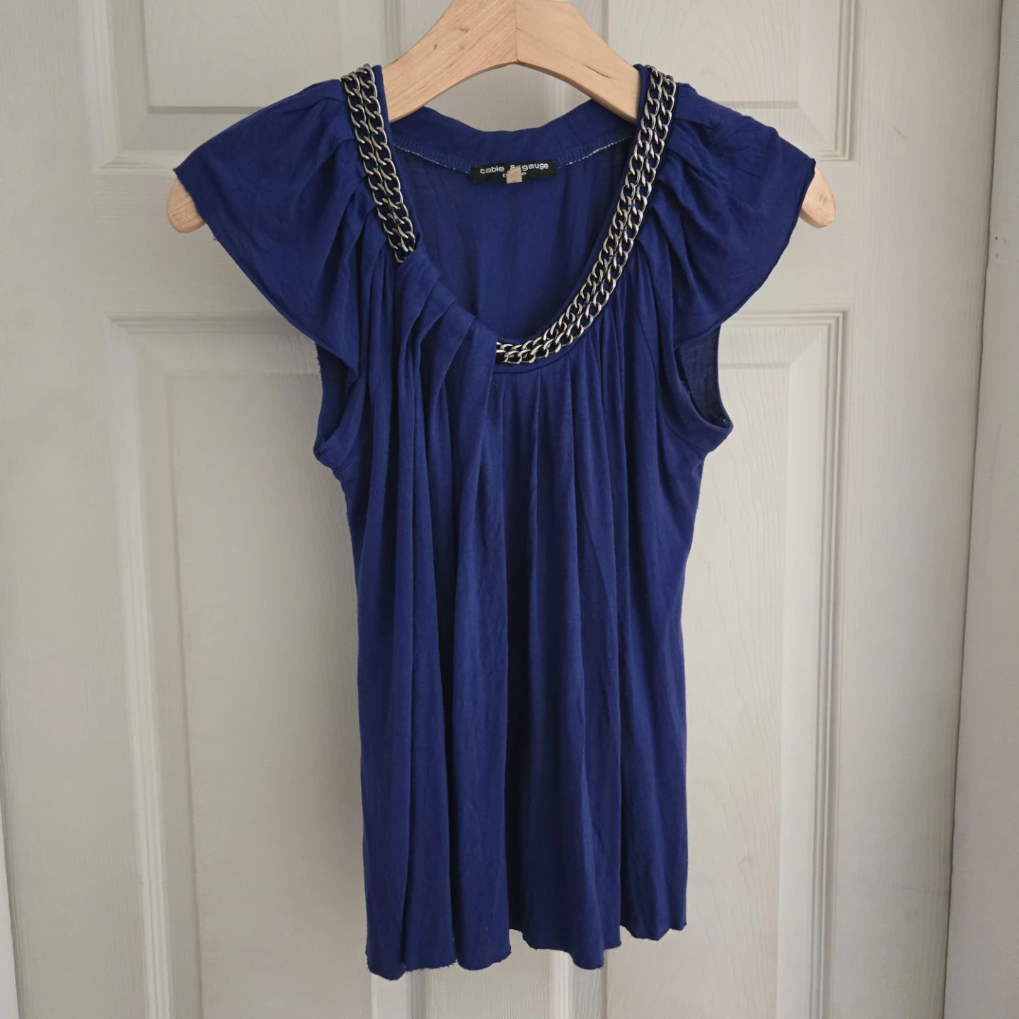 Cable & Gauge Petite Blue Viscose Top - Size S