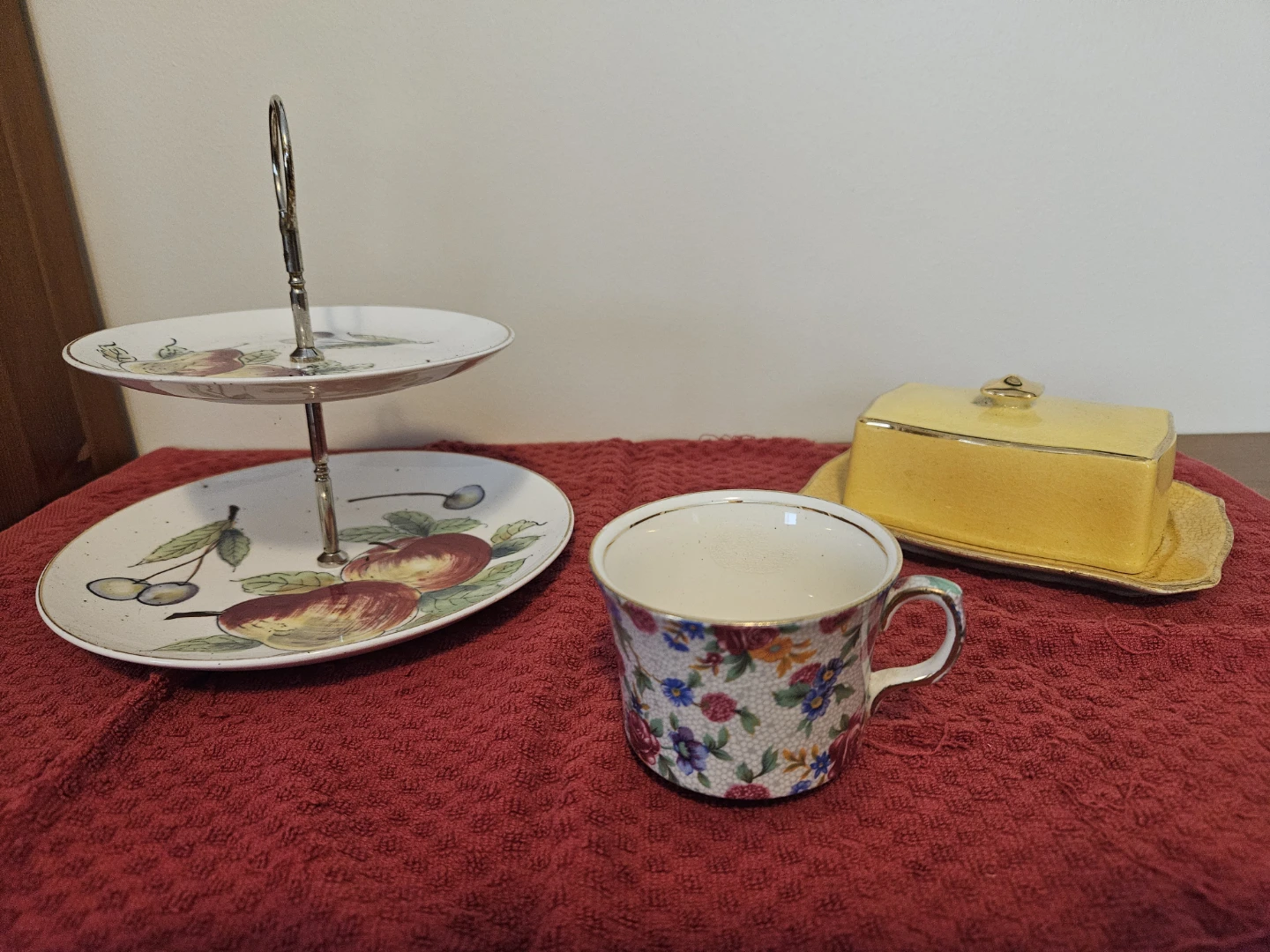 Old Cottage Chintz Teacup Butter Dish and  G.C. Cake Plate