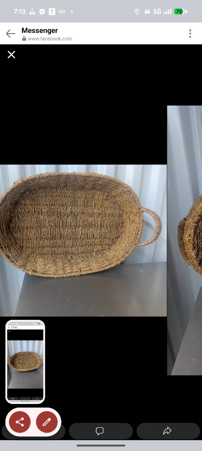 Oval Woven Basket with Handles - photo 2