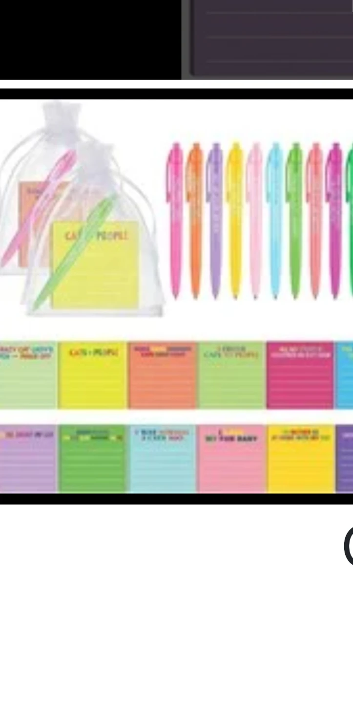 Set of 10 Cat themed Sticky Notes & Pens