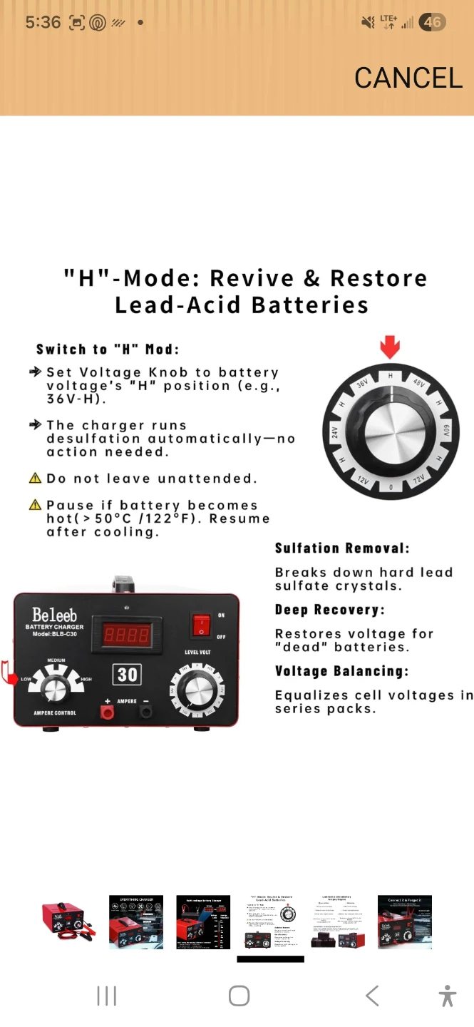 BeLeeb Multi-Voltage Battery Charger 30A - photo 2