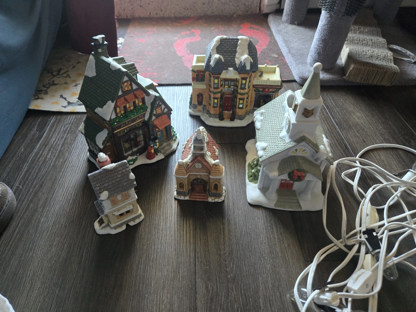 Collection of 4 Ceramic Christmas Village Houses