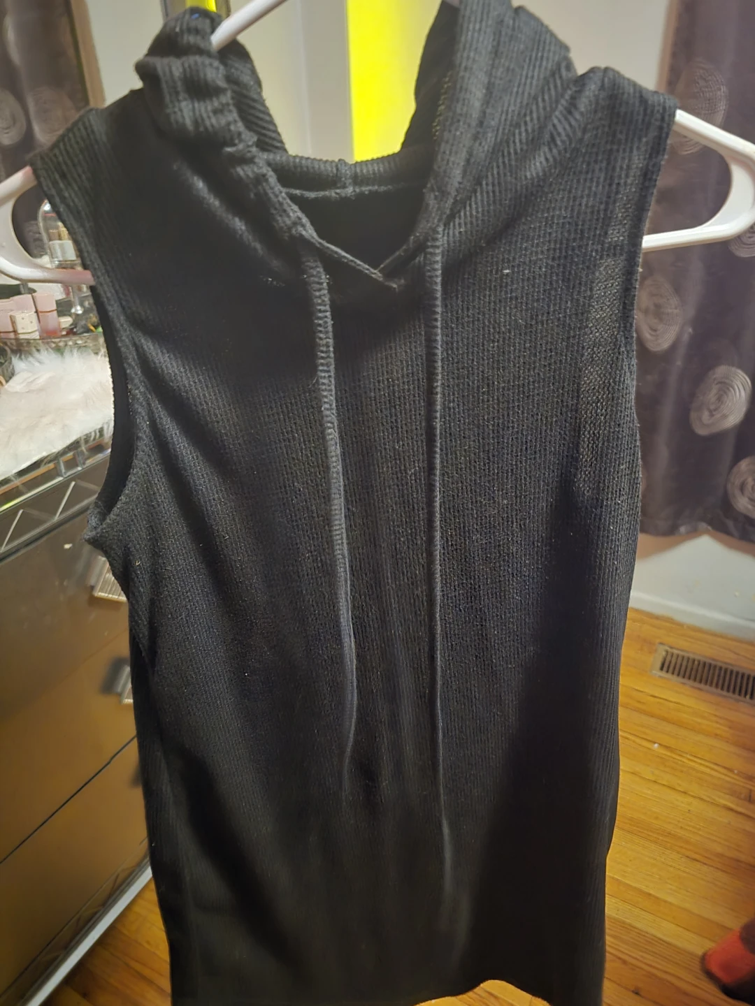 Black Sleeveless Hoodie