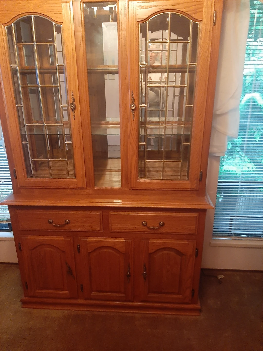 Oak China Cabinet with Glass Doors - photo 2