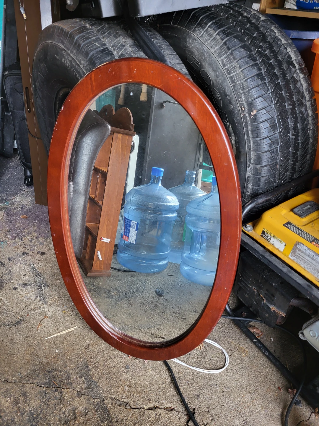 Oval Wood Framed Mirror $10 Cash