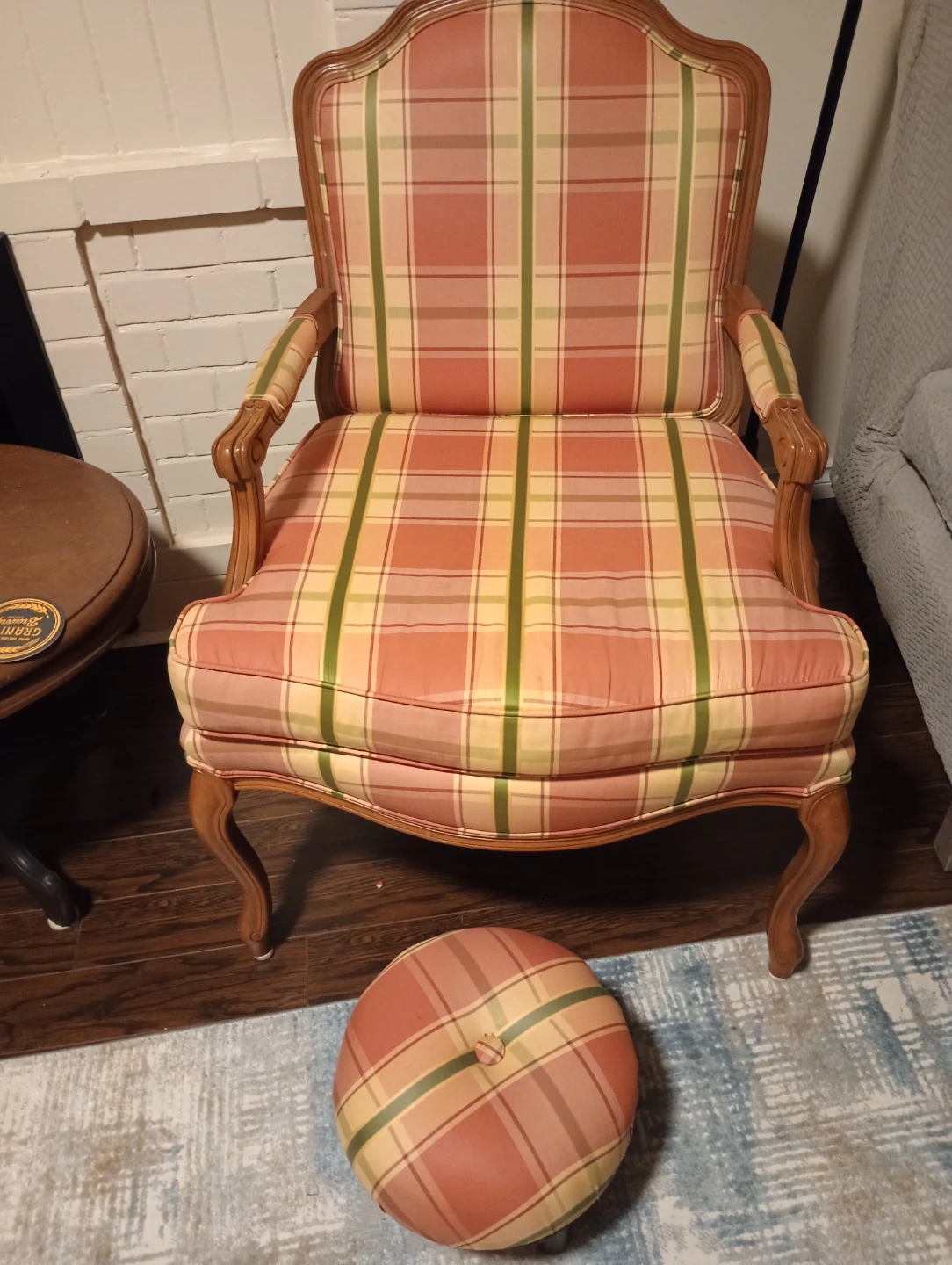 Armchair with Plaid Upholstery