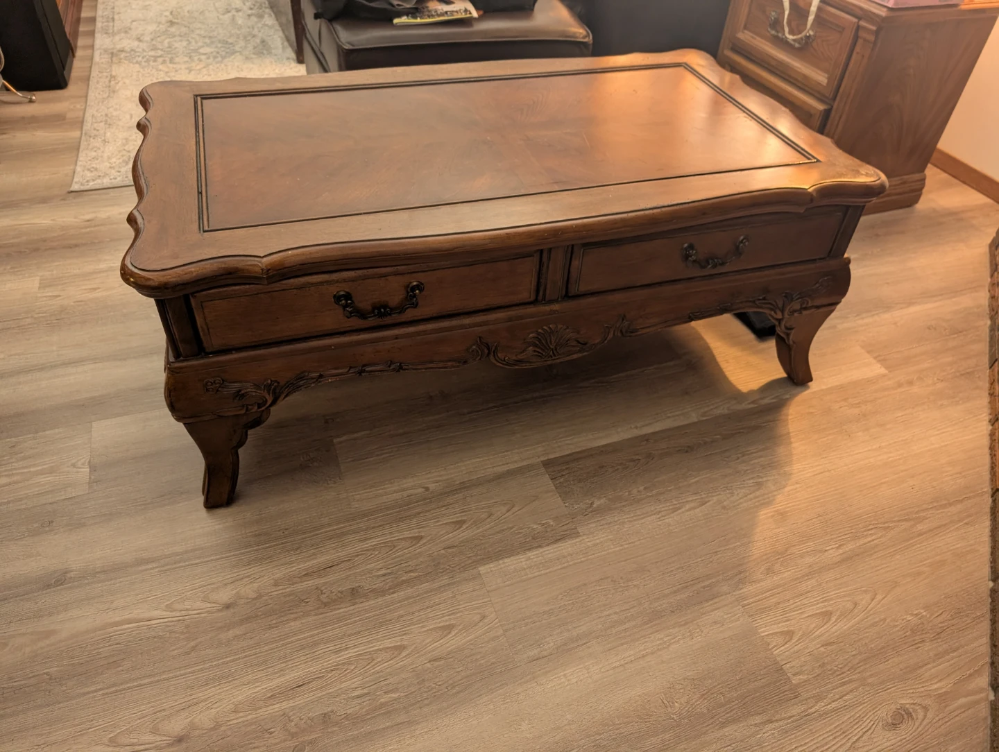 Large wooden Coffee Table with Drawers