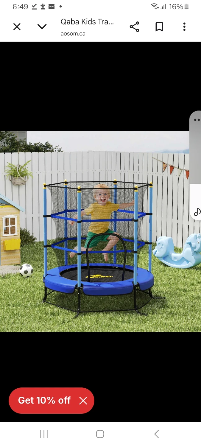 Qaba Kids Trampoline with Safety Enclosure
