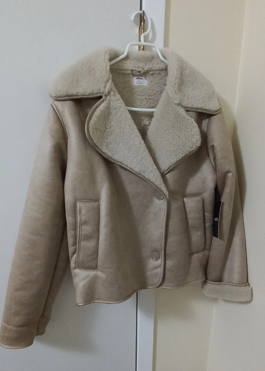 Ardene Beige Faux Suede Shearling Lined Jacket