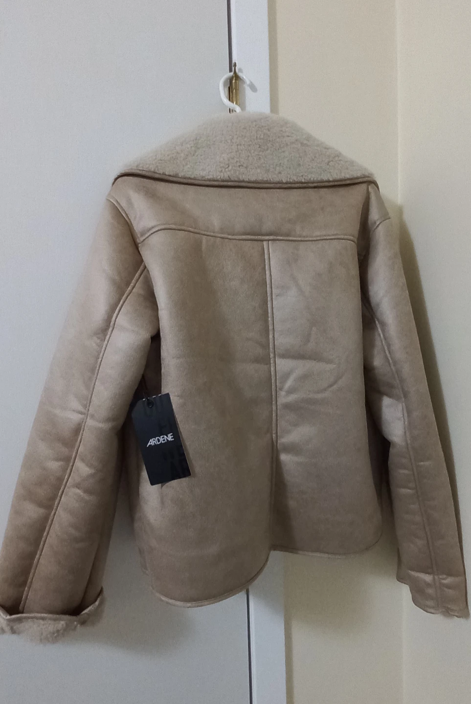 Ardene Beige Faux Suede Shearling Lined Jacket - photo 2