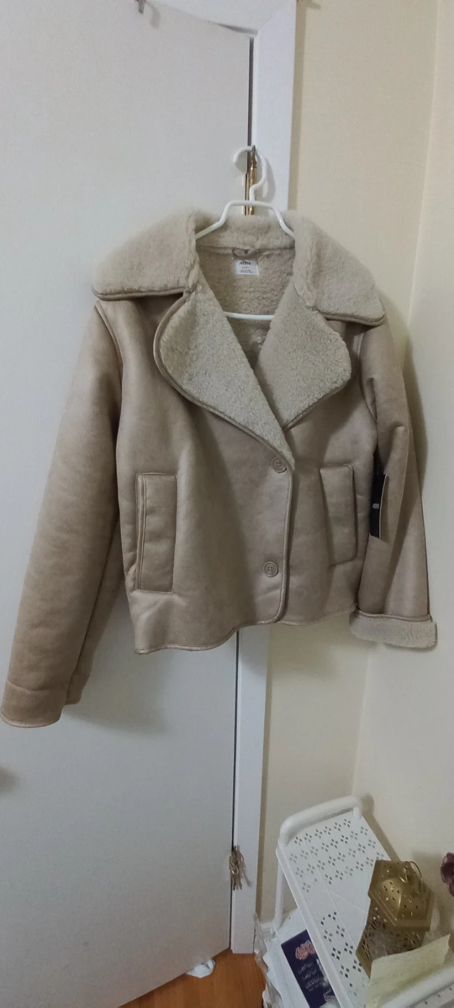Ardene Beige Faux Suede Shearling Lined Jacket - photo 4