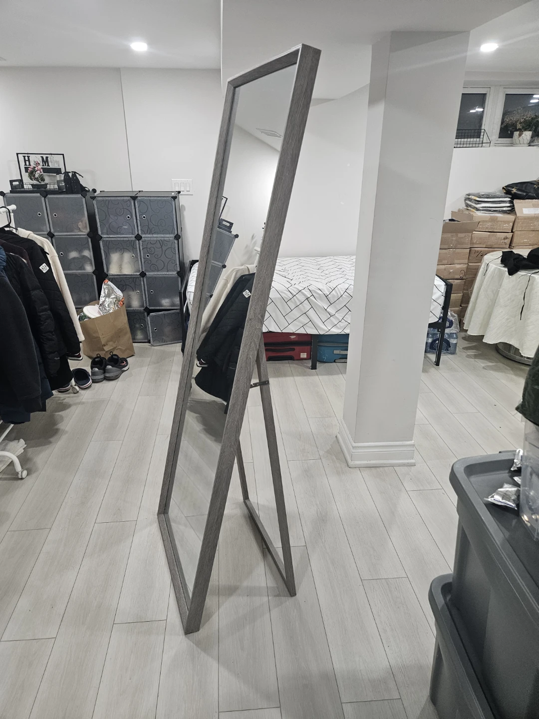 Full-Length Floor Mirror with Grey Frame