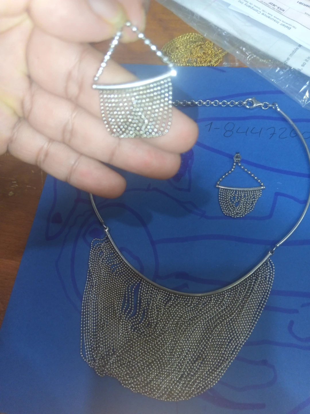 Silver Tone Necklace and Earring Set with Fringe Detail - photo 2