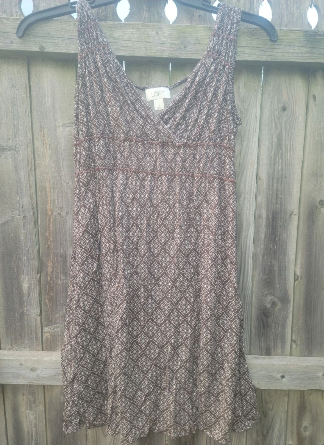 Ann Taylor LOFT Women's Brown Geometric Print Dress Size 4