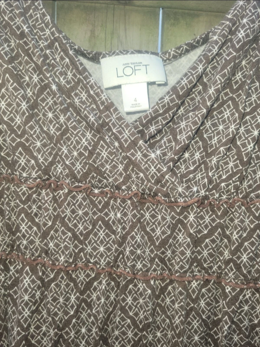 Ann Taylor LOFT Women's Brown Geometric Print Dress Size 4 - photo 3